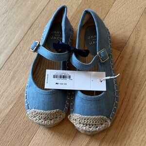 NWT: Janie and Jack Light Blue Chambray Mary Jane Espadrille Flats, sz. 11Y